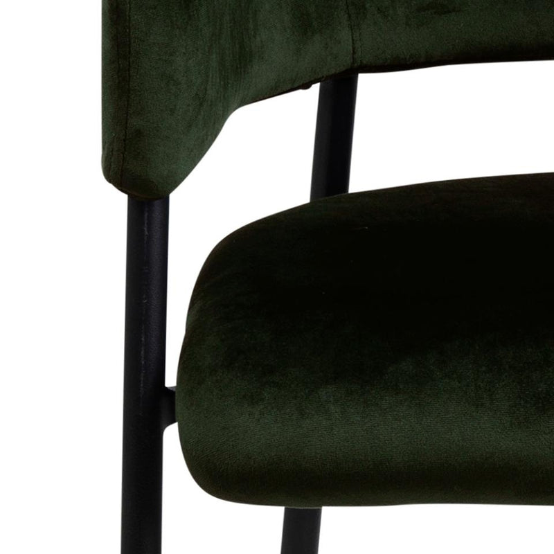 Set 2 scaune tapitate cu stofa si picioare metalice, Limana Velvet Verde / Negru, l54xA55xH82 cm (7)