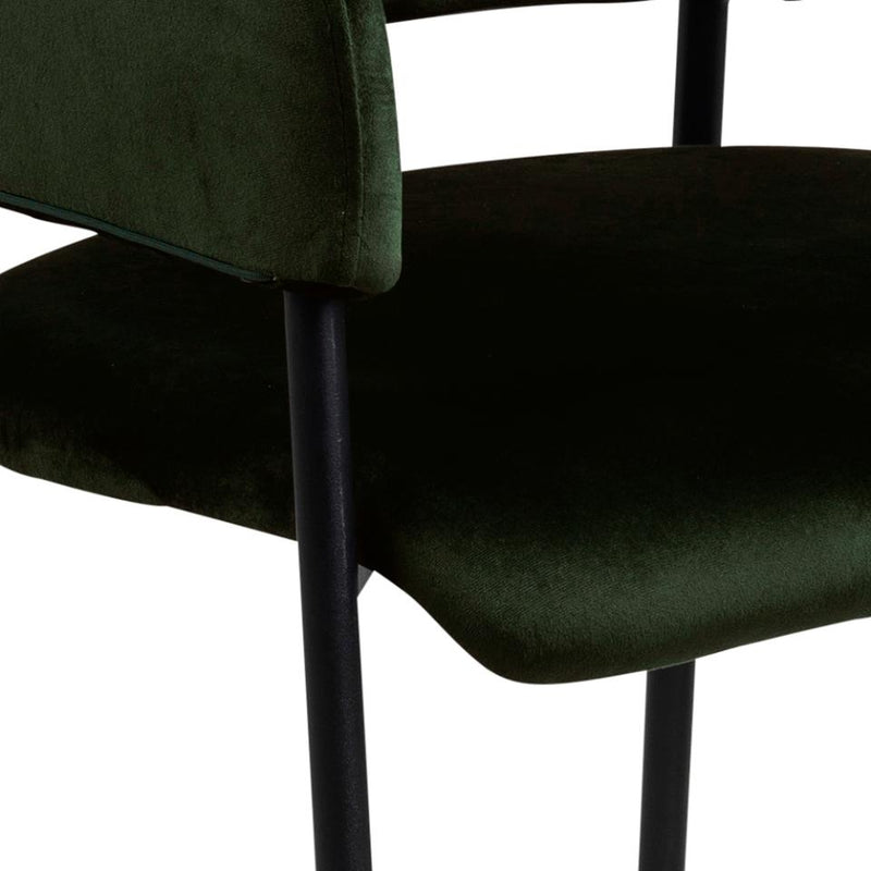 Set 2 scaune tapitate cu stofa si picioare metalice, Limana Velvet Verde / Negru, l54xA55xH82 cm (4)