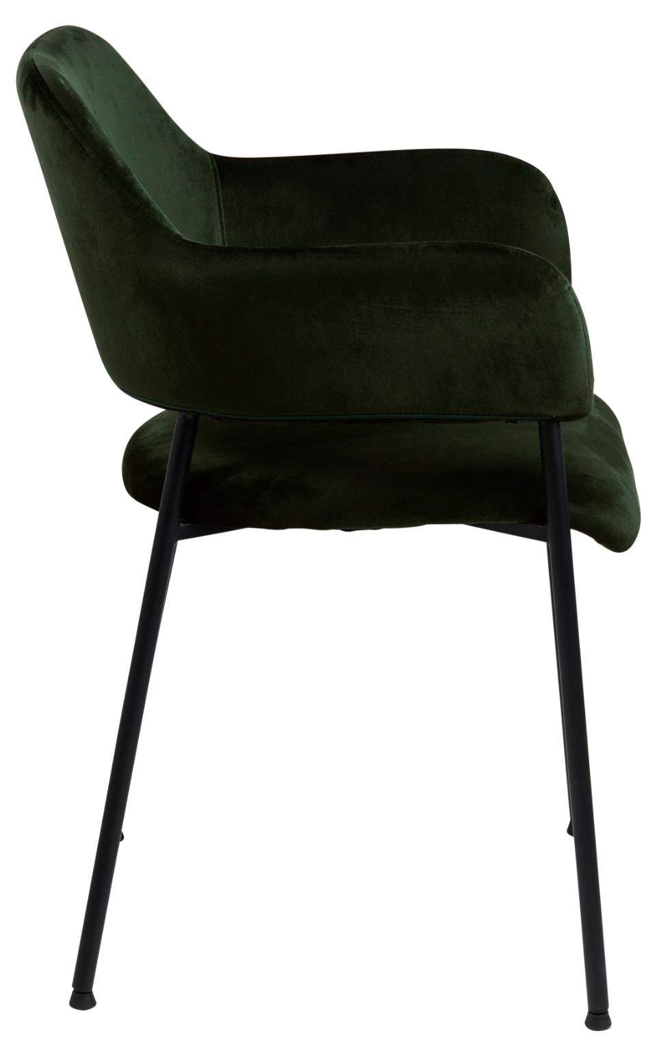 Set 2 scaune tapitate cu stofa si picioare metalice, Limana Velvet Verde / Negru, l54xA55xH82 cm (3)