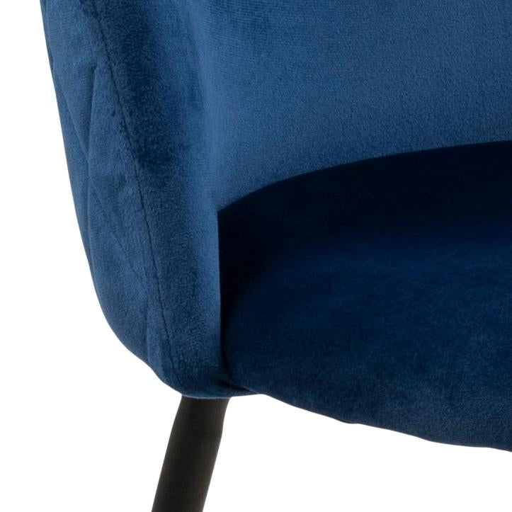 Set 2 scaune tapitate cu stofa si picioare metalice Louise Velvet Albastru Inchis / Negru, l49,5xA54xH80,5 cm (5)
