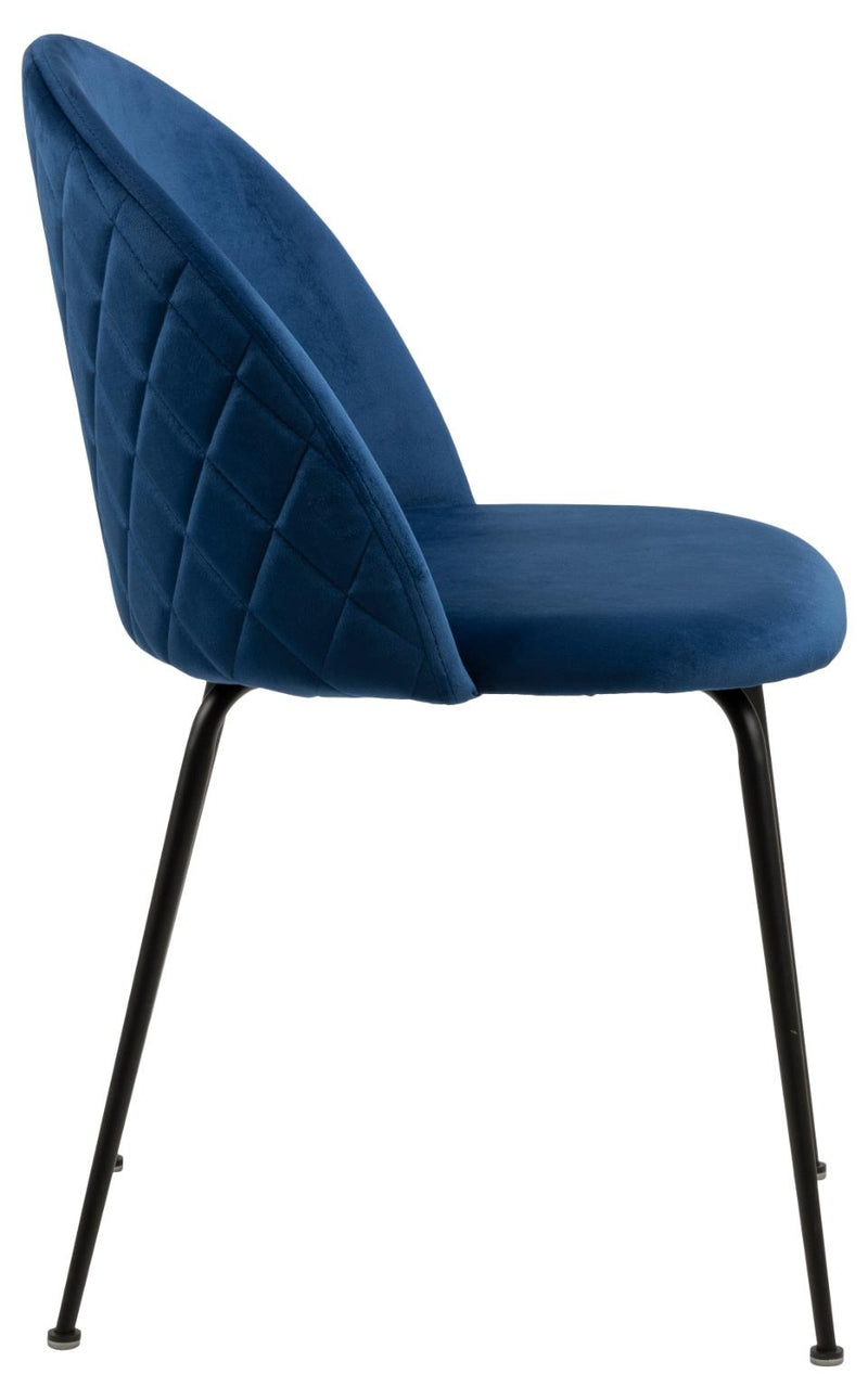 Set 2 scaune tapitate cu stofa si picioare metalice Louise Velvet Albastru Inchis / Negru, l49,5xA54xH80,5 cm (4)
