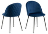 Set 2 scaune tapitate cu stofa si picioare metalice Louise Velvet Albastru Inchis / Negru, l49,5xA54xH80,5 cm