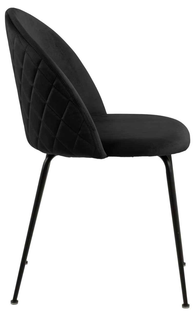 Set 2 scaune tapitate cu stofa si picioare metalice Louise Velvet Negru, l49,5xA54xH80,5 cm (4)