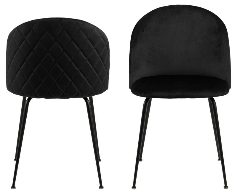 Set 2 scaune tapitate cu stofa si picioare metalice Louise Velvet Negru, l49,5xA54xH80,5 cm (3)