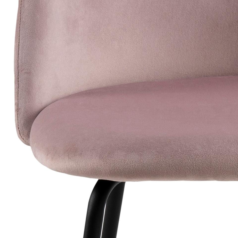 Set 2 scaune tapitate cu stofa si picioare metalice Louise Velvet Roz Deschis / Negru, l49,5xA54xH80,5 cm (6)