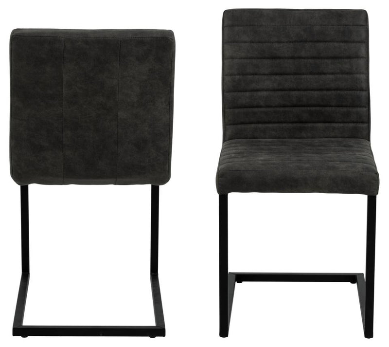 Set 2 scaune tapitate cu stofa si picioare metalice, Michelle Antracit / Negru, l58xA49xH88 cm (1)