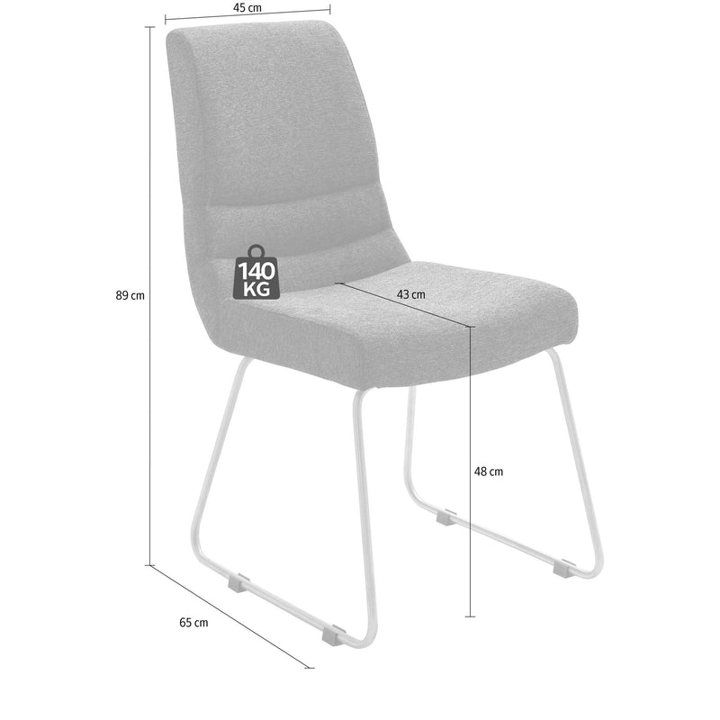 Set 2 scaune tapitate cu stofa si picioare metalice, Montera Skid Albastru / Crom, l45xA65xH89 cm (4)
