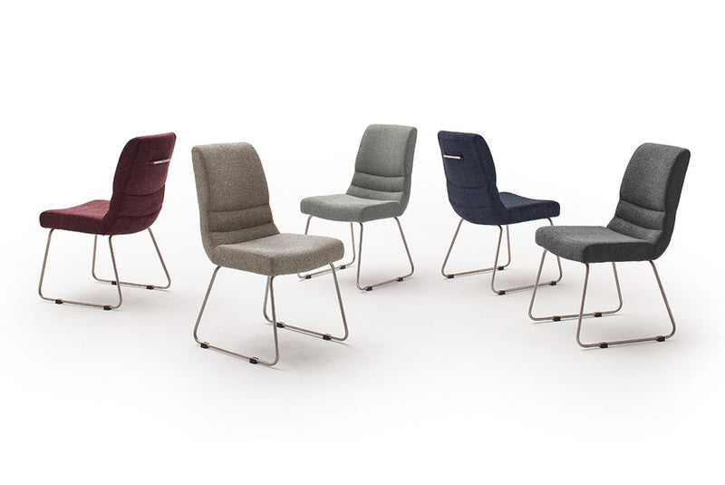 Set 2 scaune tapitate cu stofa si picioare metalice, Montera Skid Albastru / Crom, l45xA65xH89 cm (3)