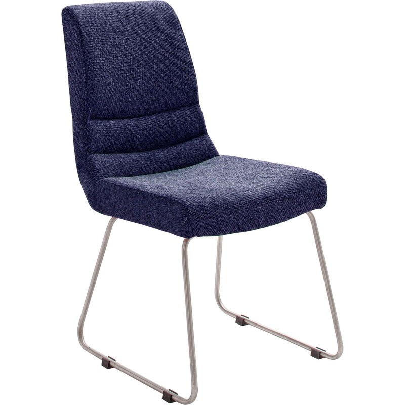 Set 2 scaune tapitate cu stofa si picioare metalice, Montera Skid Albastru / Crom, l45xA65xH89 cm (2)