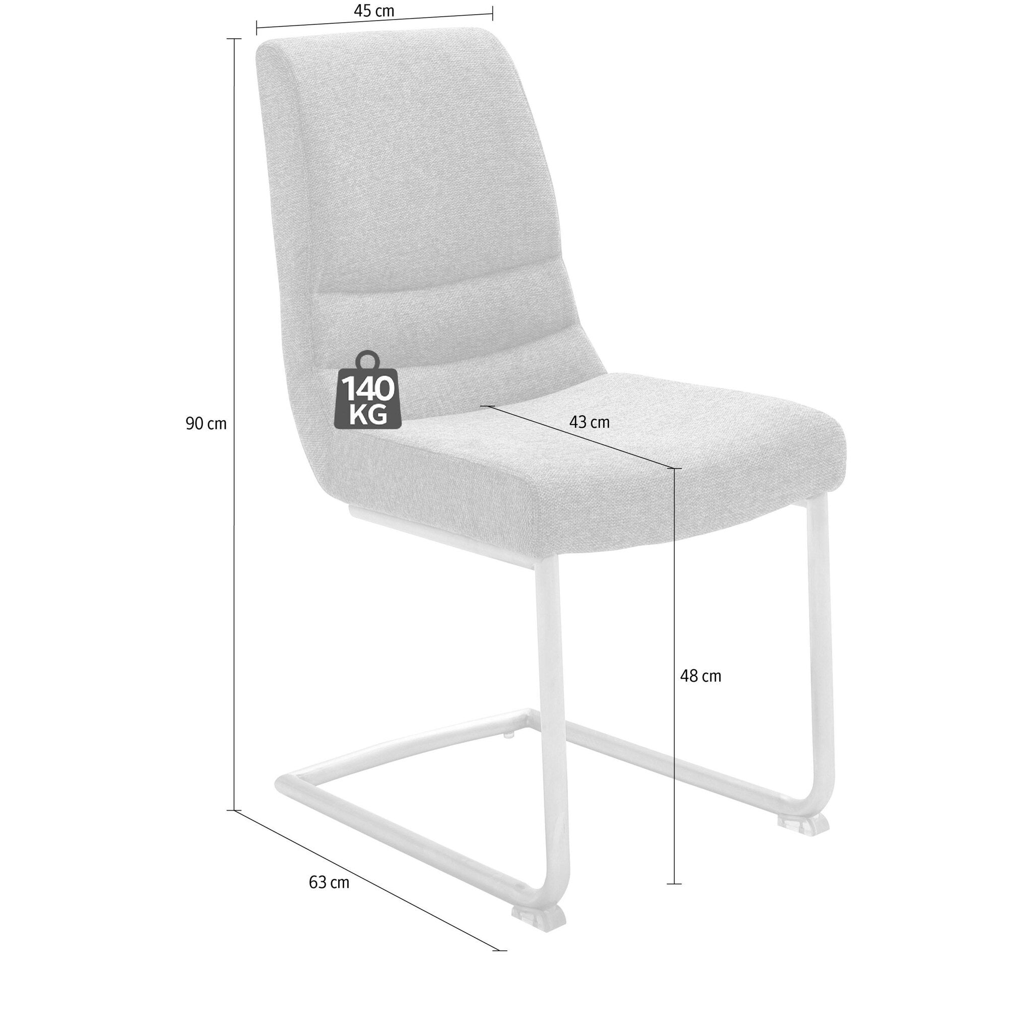 Set 2 scaune tapitate cu stofa si picioare metalice, Montera Swing Albastru / Crom, l45xA63xH90 cm (5)