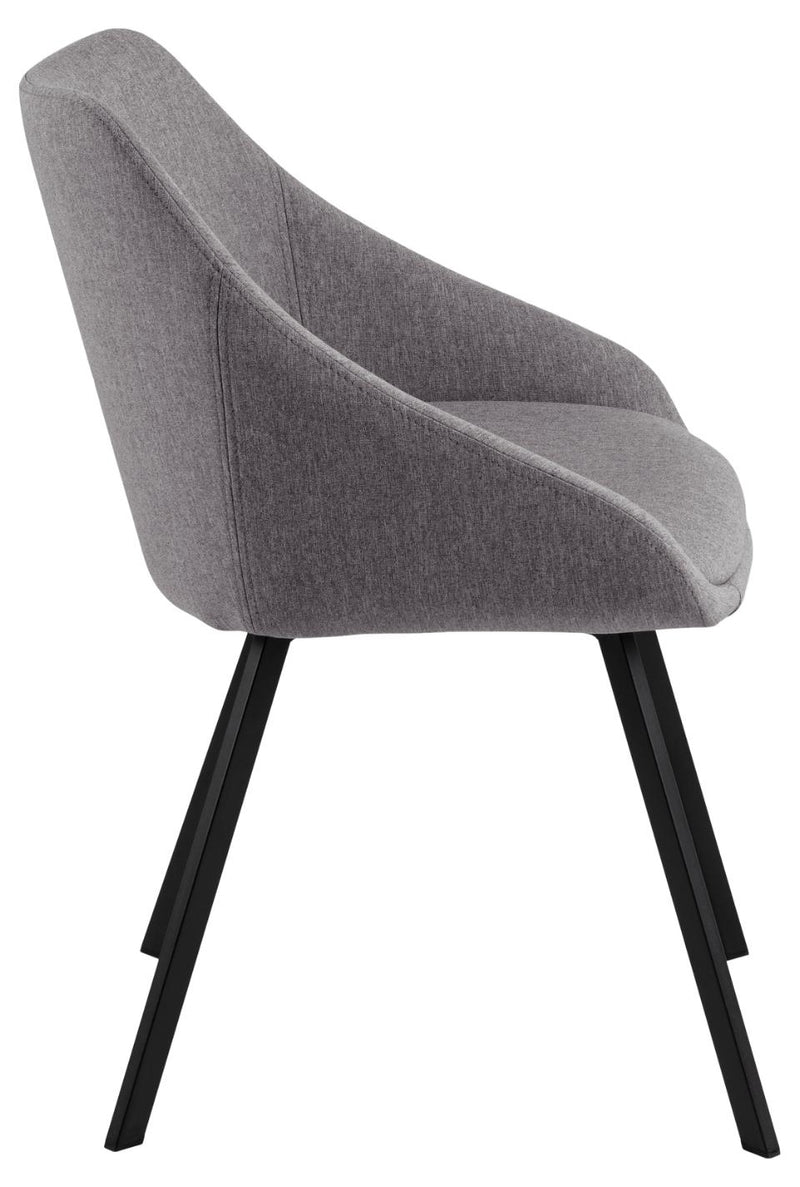 Set 2 scaune tapitate cu stofa si picioare metalice, Nils Gri deschis / Negru, l56,5xA52xH77 cm (2)