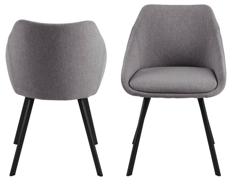 Set 2 scaune tapitate cu stofa si picioare metalice, Nils Gri deschis / Negru, l56,5xA52xH77 cm (1)