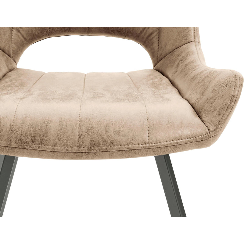 Set 2 scaune tapitate cu stofa si picioare metalice, Olympia Capuccino / Negru, l54xA56xH87 cm (7)