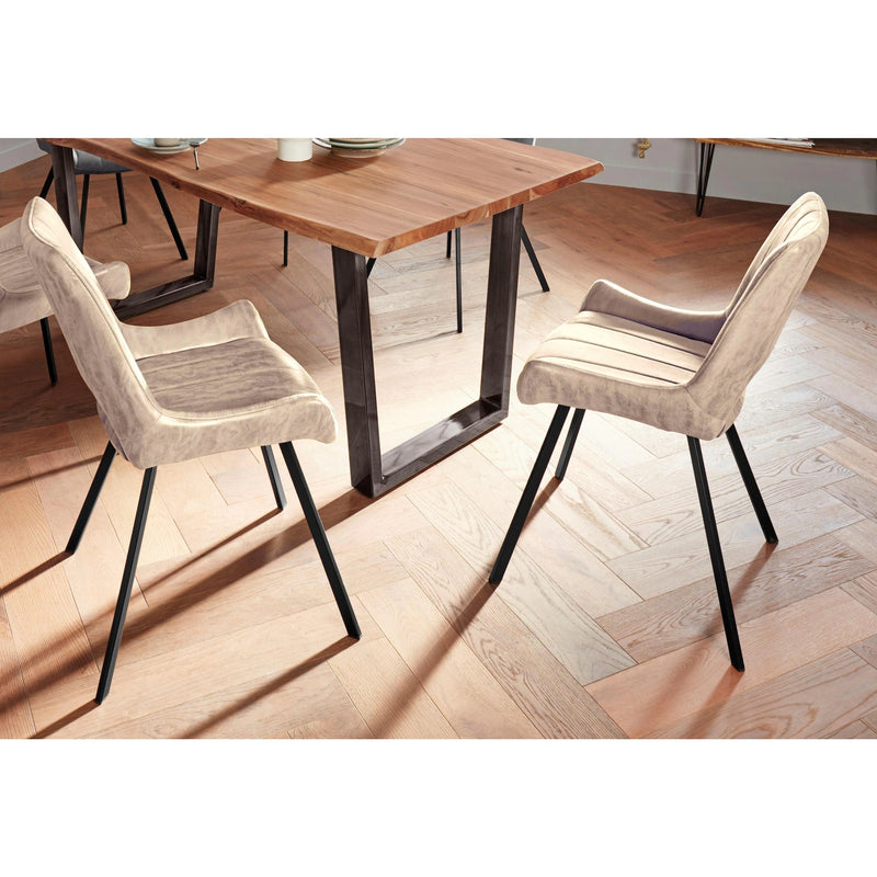 Set 2 scaune tapitate cu stofa si picioare metalice, Olympia Capuccino / Negru, l54xA56xH87 cm (2)