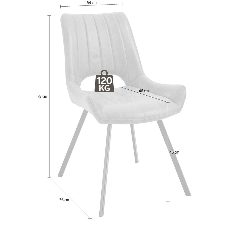 Set 2 scaune tapitate cu stofa si picioare metalice, Olympia Gri / Negru, l54xA56xH87 cm (11)
