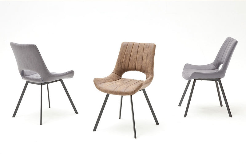 Set 2 scaune tapitate cu stofa si picioare metalice, Olympia Gri / Negru, l54xA56xH87 cm (10)