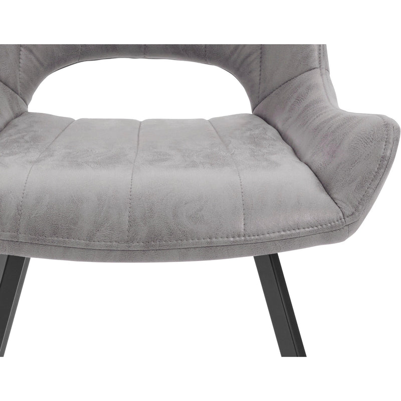 Set 2 scaune tapitate cu stofa si picioare metalice, Olympia Gri / Negru, l54xA56xH87 cm (9)
