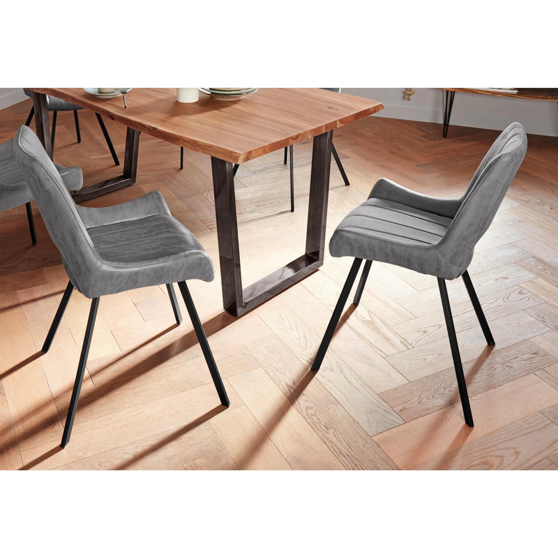 Set 2 scaune tapitate cu stofa si picioare metalice, Olympia Gri / Negru, l54xA56xH87 cm (4)