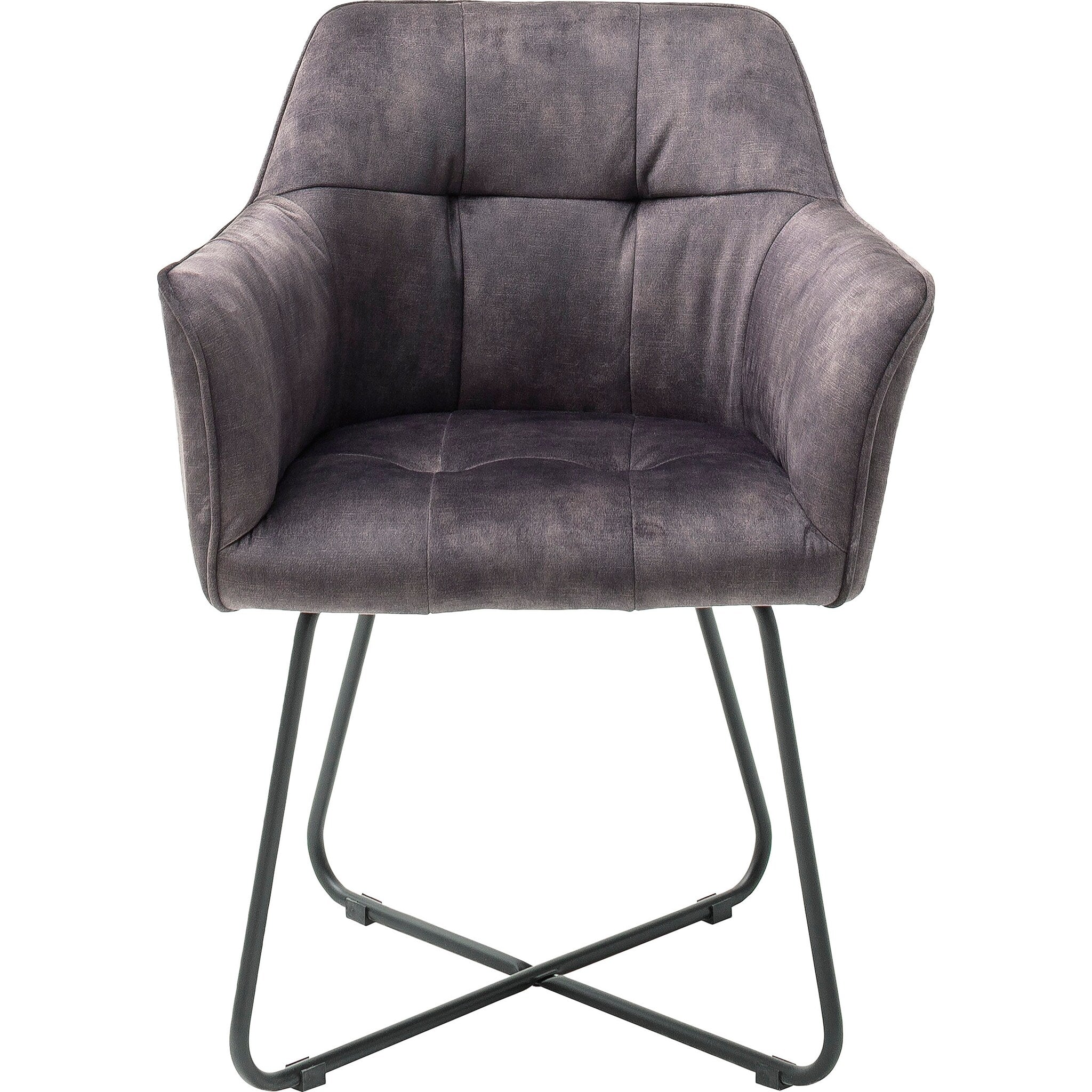 Set 2 scaune tapitate cu stofa si picioare metalice, Panama Antracit / Negru, l60xA62xH82 cm (4)
