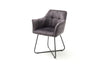 Set 2 scaune tapitate cu stofa si picioare metalice, Panama Antracit / Negru, l60xA62xH82 cm (7)