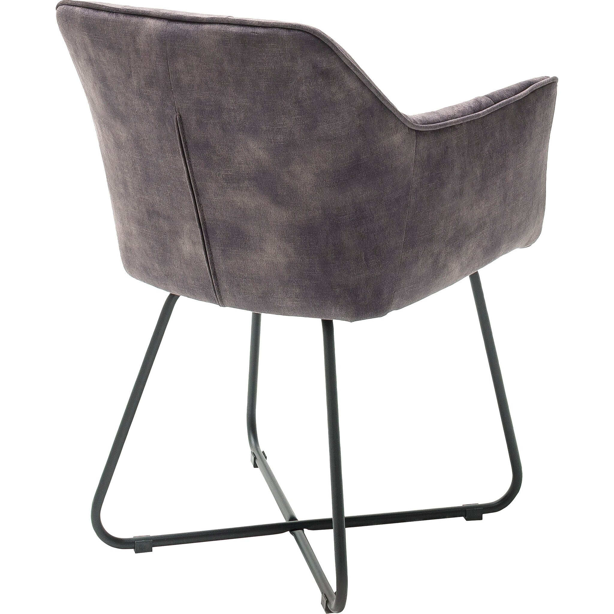 Set 2 scaune tapitate cu stofa si picioare metalice, Panama Antracit / Negru, l60xA62xH82 cm (6)
