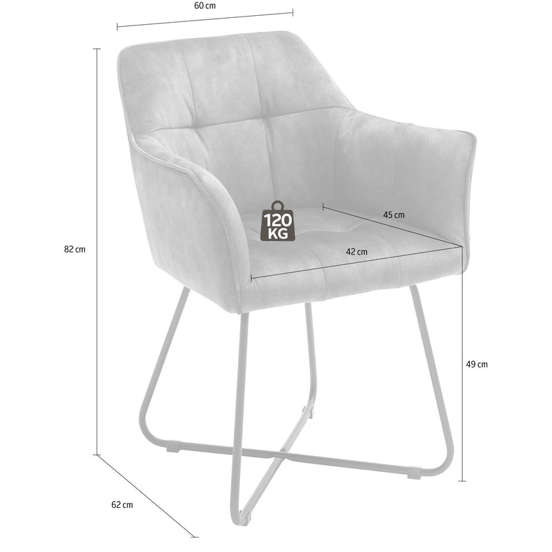 Set 2 scaune tapitate cu stofa si picioare metalice, Panama Petrol / Negru, l60xA62xH82 cm (5)