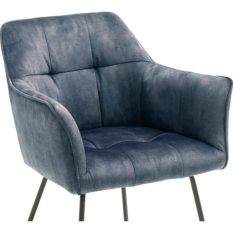 Set 2 scaune tapitate cu stofa si picioare metalice, Panama Petrol / Negru, l60xA62xH82 cm (2)