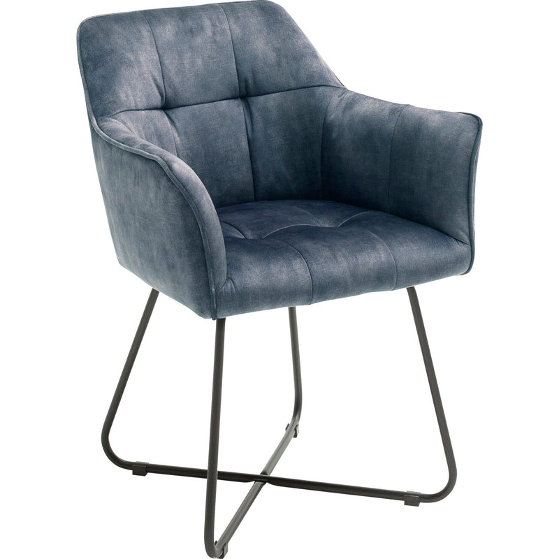Set 2 scaune tapitate cu stofa si picioare metalice, Panama Petrol / Negru, l60xA62xH82 cm (1)