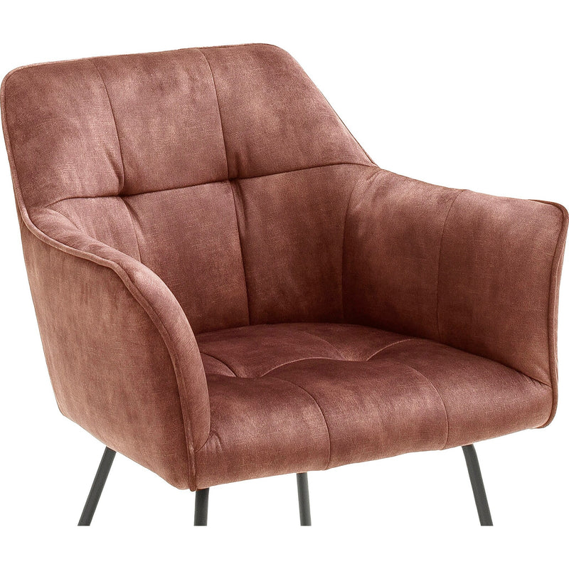 Set 2 scaune tapitate cu stofa si picioare metalice, Panama Ruginiu / Negru, l60xA62xH82 cm (3)