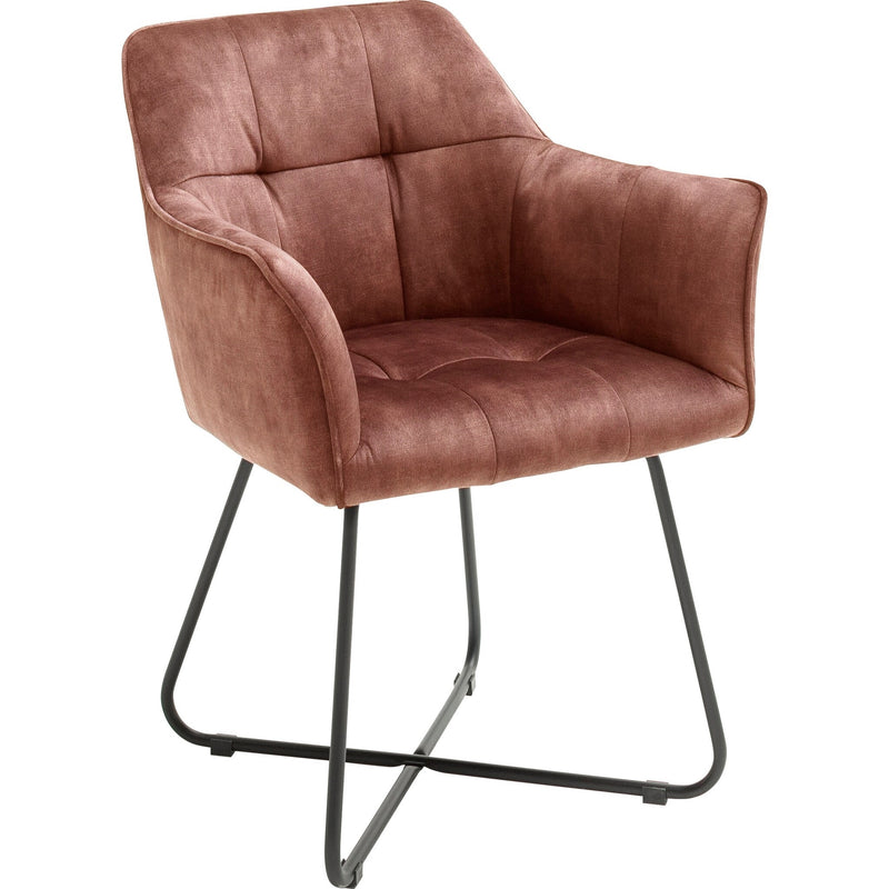 Set 2 scaune tapitate cu stofa si picioare metalice, Panama Ruginiu / Negru, l60xA62xH82 cm (2)