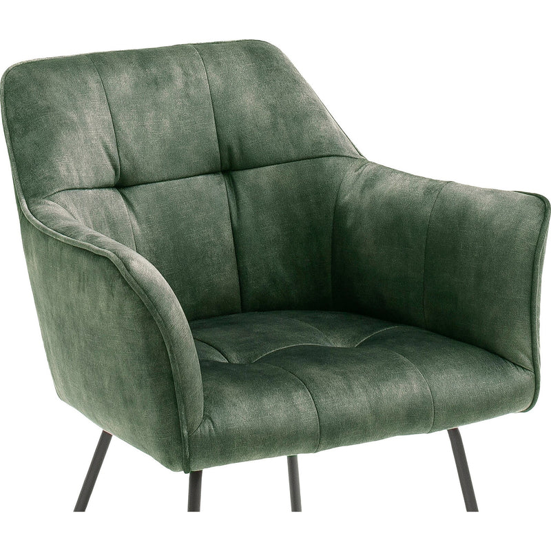 Set 2 scaune tapitate cu stofa si picioare metalice, Panama Verde Olive / Negru, l60xA62xH82 cm (3)