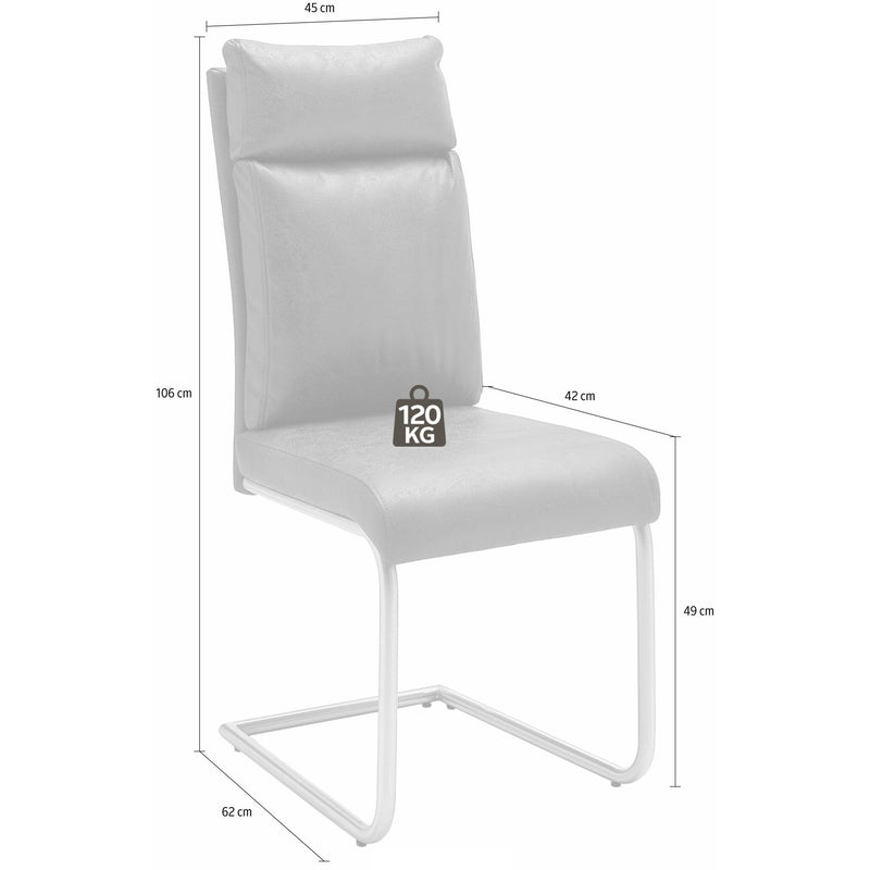 Set 2 scaune tapitate cu stofa si picioare metalice, Pia Antracit / Crom, l45xA62xH106 cm (6)