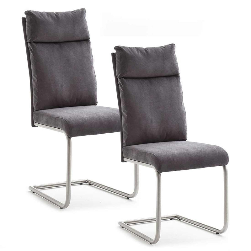 Set 2 scaune tapitate cu stofa si picioare metalice, Pia Antracit / Crom, l45xA62xH106 cm
