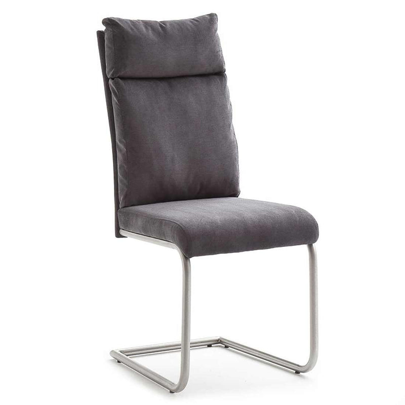 Set 2 scaune tapitate cu stofa si picioare metalice, Pia Antracit / Crom, l45xA62xH106 cm (4)