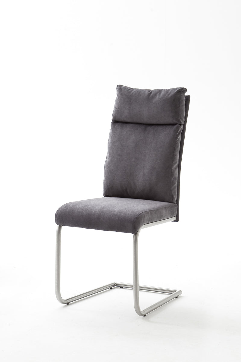 Set 2 scaune tapitate cu stofa si picioare metalice, Pia Antracit / Crom, l45xA62xH106 cm (5)