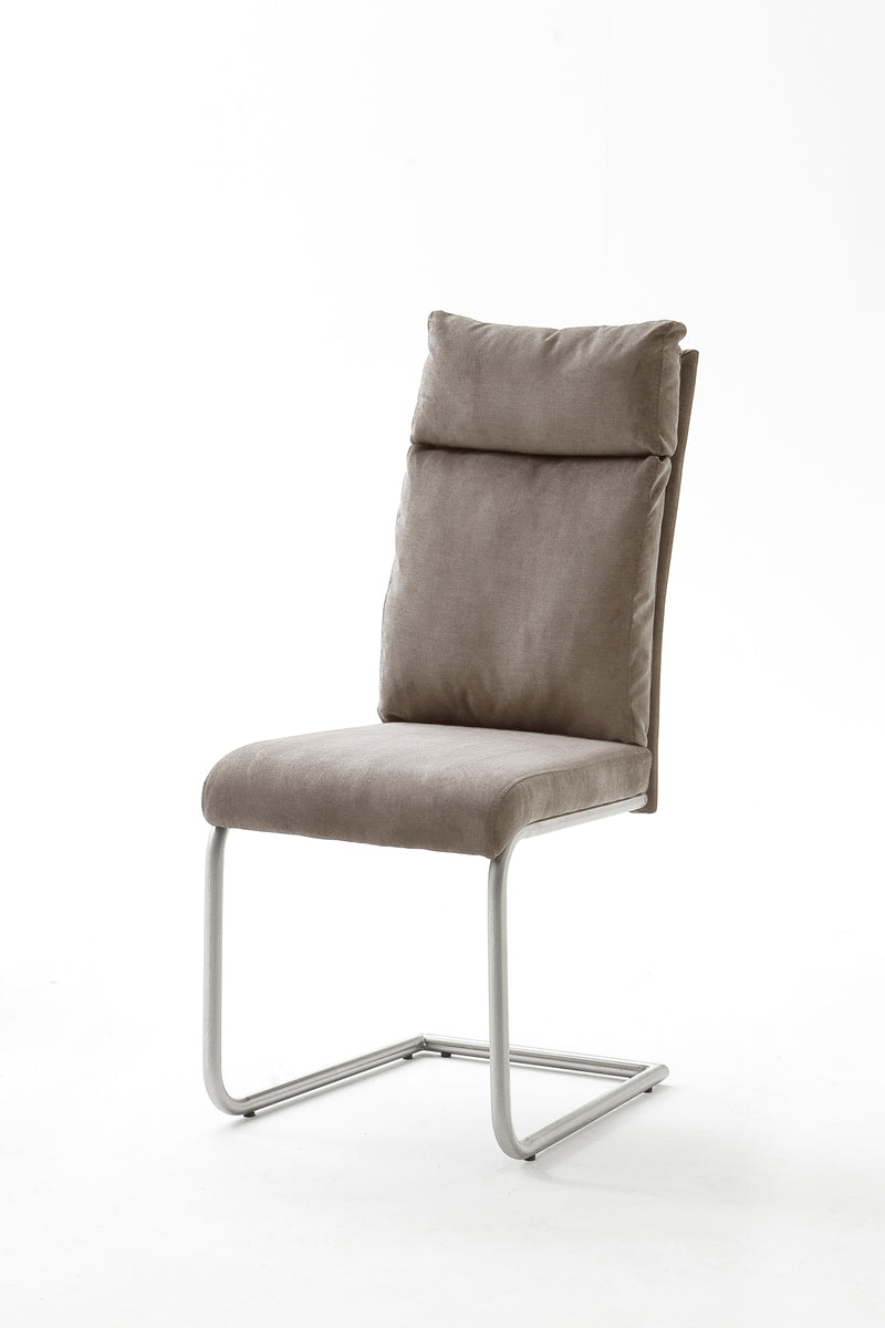Set 2 scaune tapitate cu stofa si picioare metalice, Pia Capuccino / Crom, l45xA62xH106 cm (2)