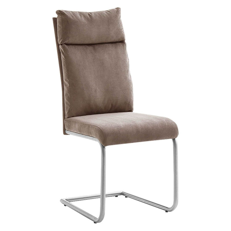 Set 2 scaune tapitate cu stofa si picioare metalice, Pia Capuccino / Crom, l45xA62xH106 cm (1)