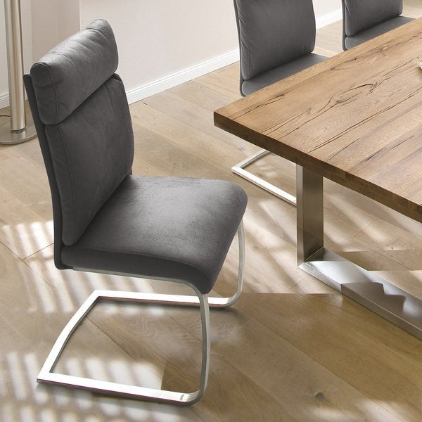 Set 2 scaune tapitate cu stofa si picioare metalice, Rabea Gri / Crom, l46xA62xH106 cm (4)