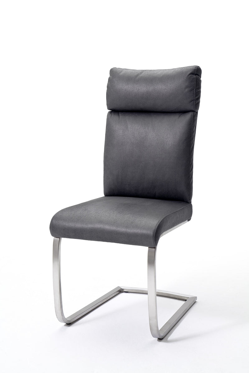 Set 2 scaune tapitate cu stofa si picioare metalice, Rabea Gri / Crom, l46xA62xH106 cm (6)