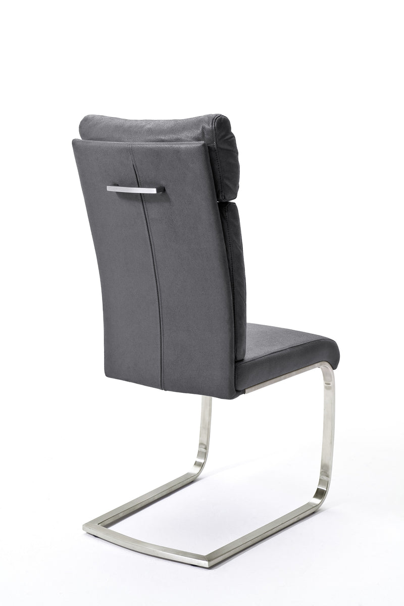 Set 2 scaune tapitate cu stofa si picioare metalice, Rabea Gri / Crom, l46xA62xH106 cm (7)