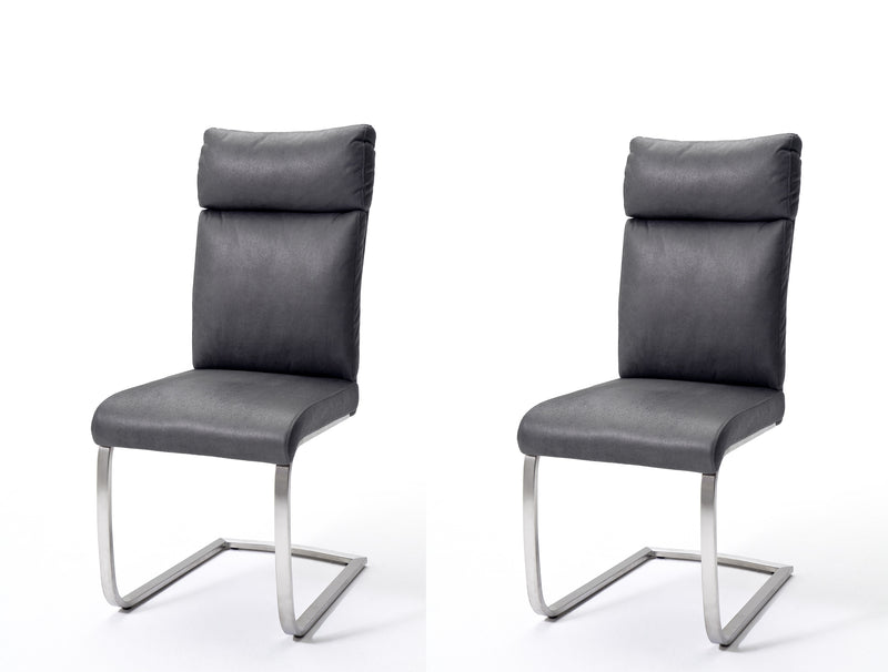 Set 2 scaune tapitate cu stofa si picioare metalice, Rabea Gri / Crom, l46xA62xH106 cm (5)