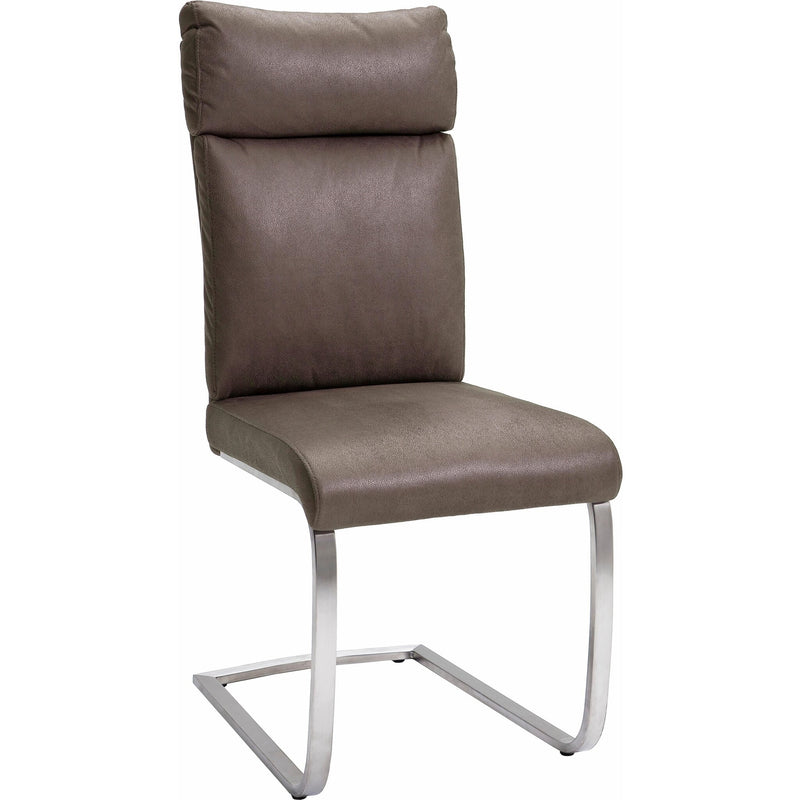 Set 2 scaune tapitate cu stofa si picioare metalice, Rabea Maro / Crom, l46xA62xH106 cm (2)