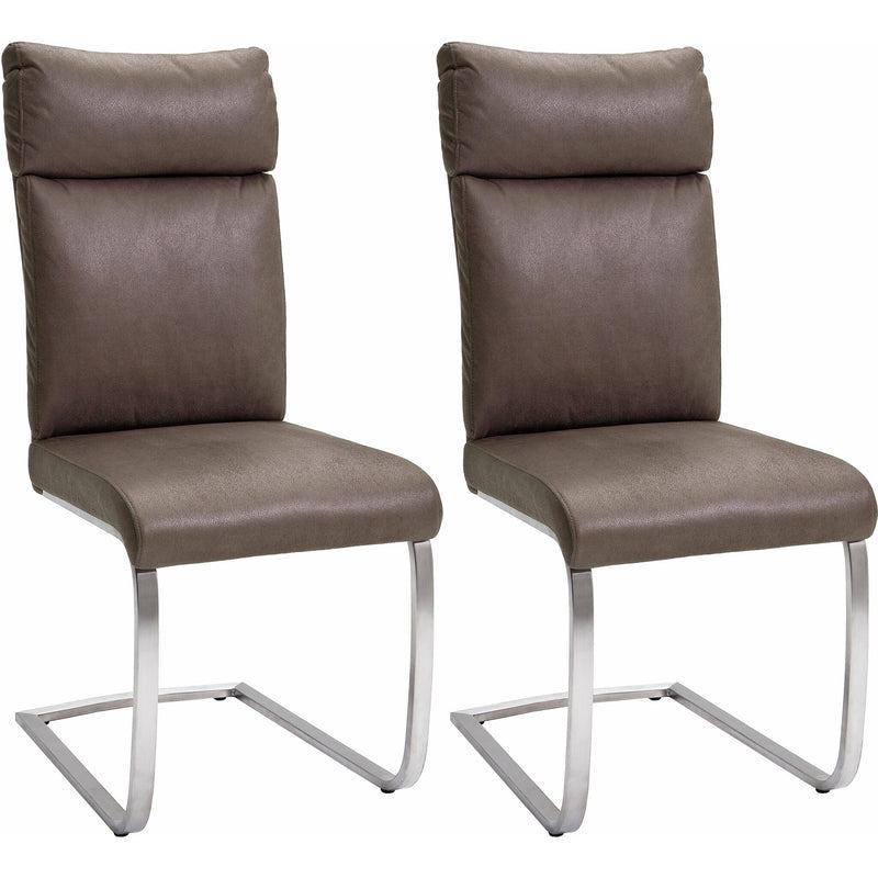 Set 2 scaune tapitate cu stofa si picioare metalice, Rabea Maro / Crom, l46xA62xH106 cm