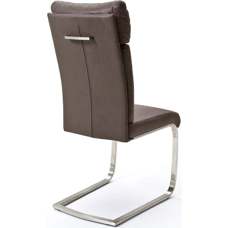 Set 2 scaune tapitate cu stofa si picioare metalice, Rabea Maro / Crom, l46xA62xH106 cm (3)