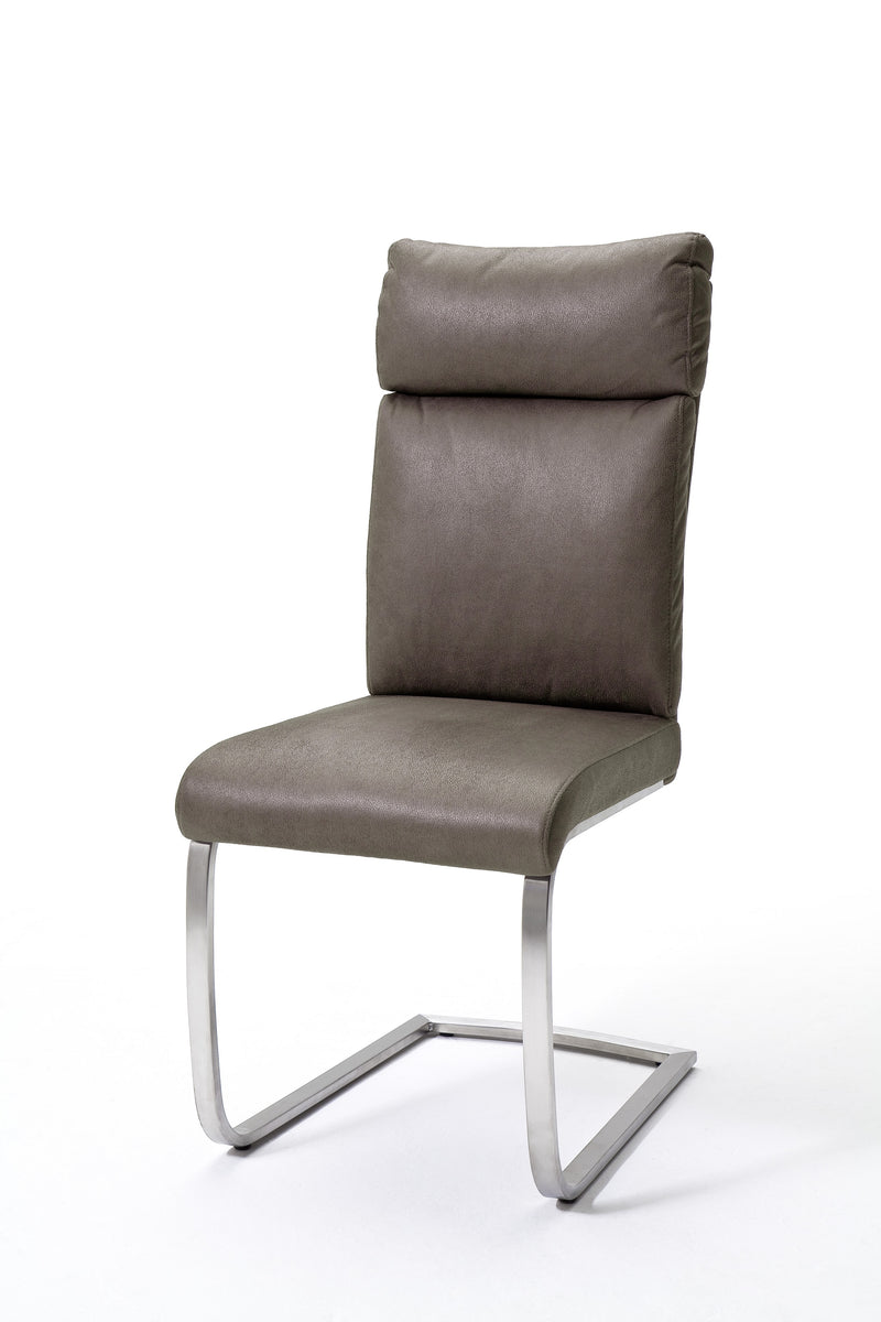 Set 2 scaune tapitate cu stofa si picioare metalice, Rabea Maro / Crom, l46xA62xH106 cm (4)
