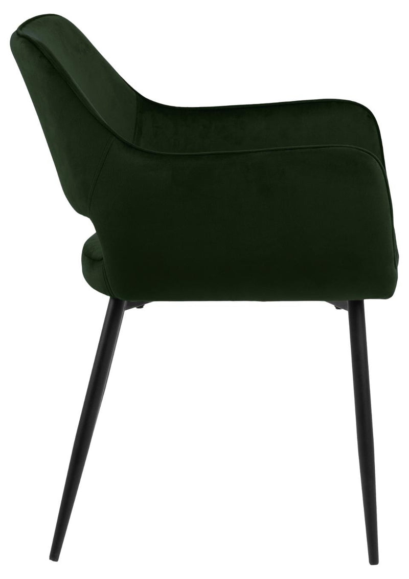 Set 2 scaune tapitate cu stofa si picioare metalice Ranja Velvet Verde Olive / Negru, l56xA59,5xH79 cm (4)