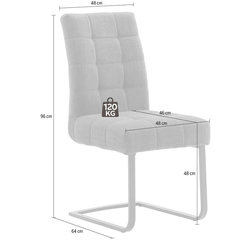 Set 2 scaune tapitate cu stofa si picioare metalice, Salta Gri / Crom, l48xA64xH96 cm (6)