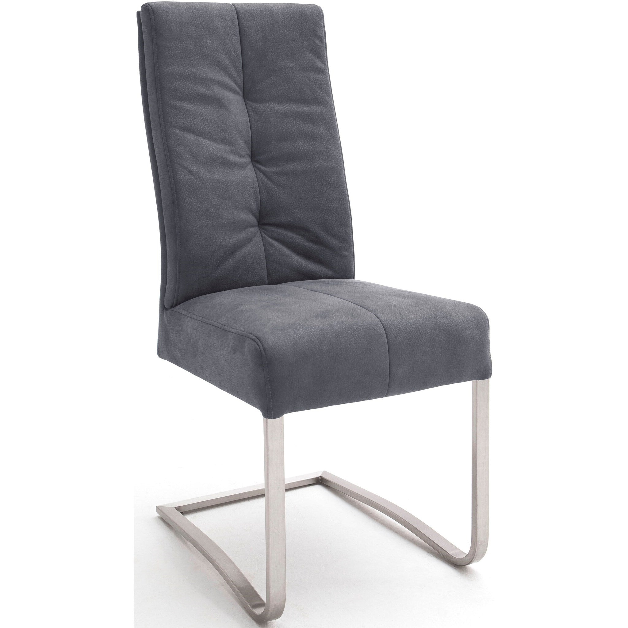 Set 2 scaune tapitate cu stofa si picioare metalice, Salva I Gri / Crom, l45xA63xH102 cm (4)