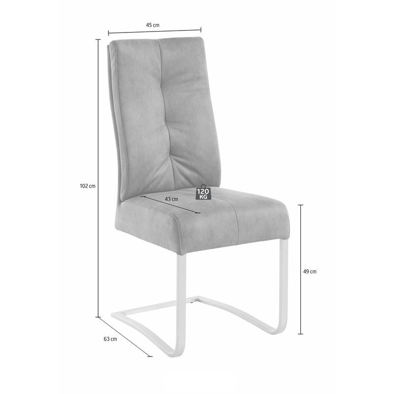 Set 2 scaune tapitate cu stofa si picioare metalice, Salva I Gri / Crom, l45xA63xH102 cm (5)