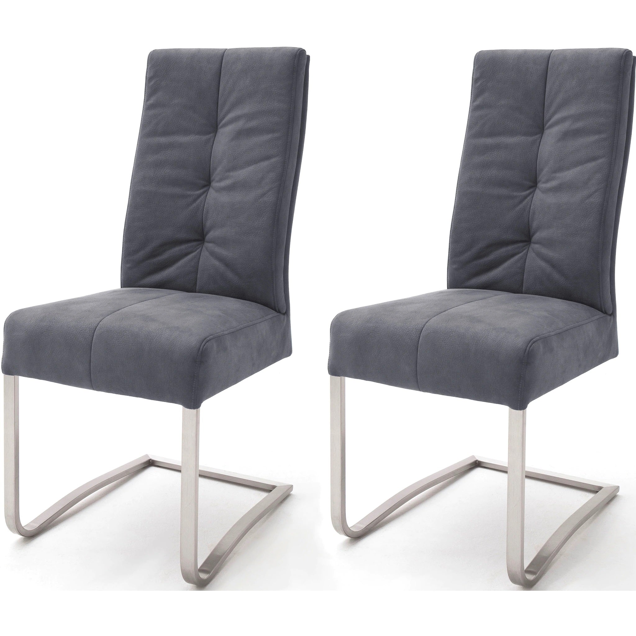 Set 2 scaune tapitate cu stofa si picioare metalice, Salva I Gri / Crom, l45xA63xH102 cm (2)